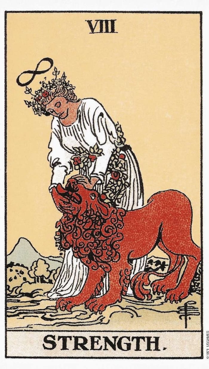 08-strength-1 The Strength Card in the Rider-Waite Tarot Deck