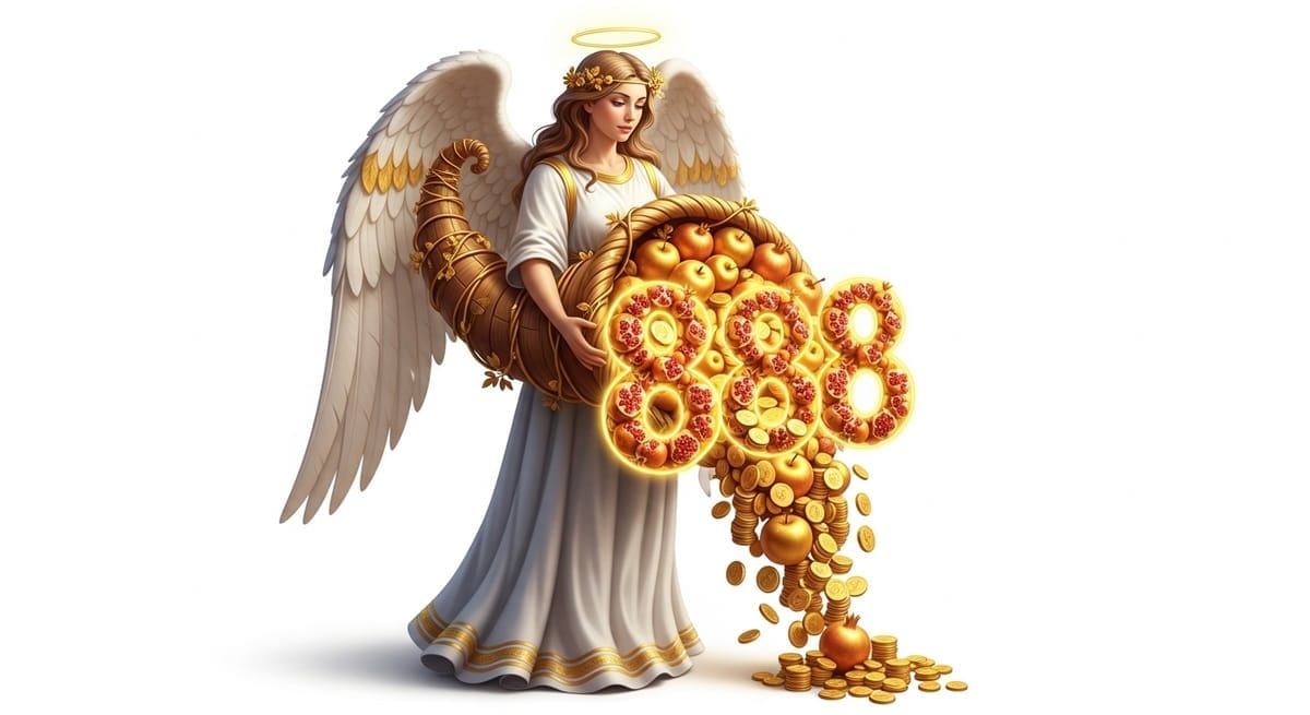 Angel carrying abundance with number 888 Angel carrying abundance with number 888