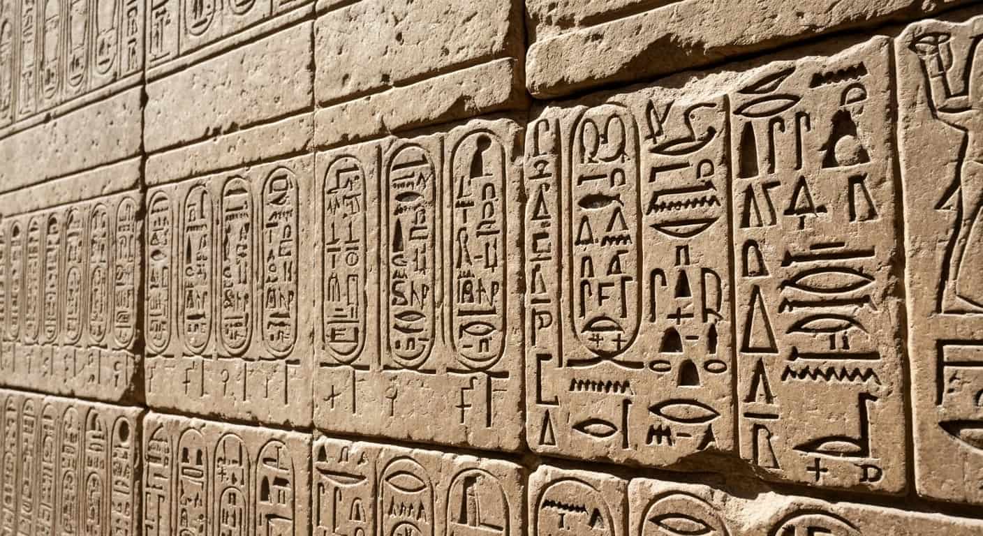 Ancient Egyptian stone tablets with hieroglyphic calculations. Ancient Egyptian stone tablets with hieroglyphic calculations.