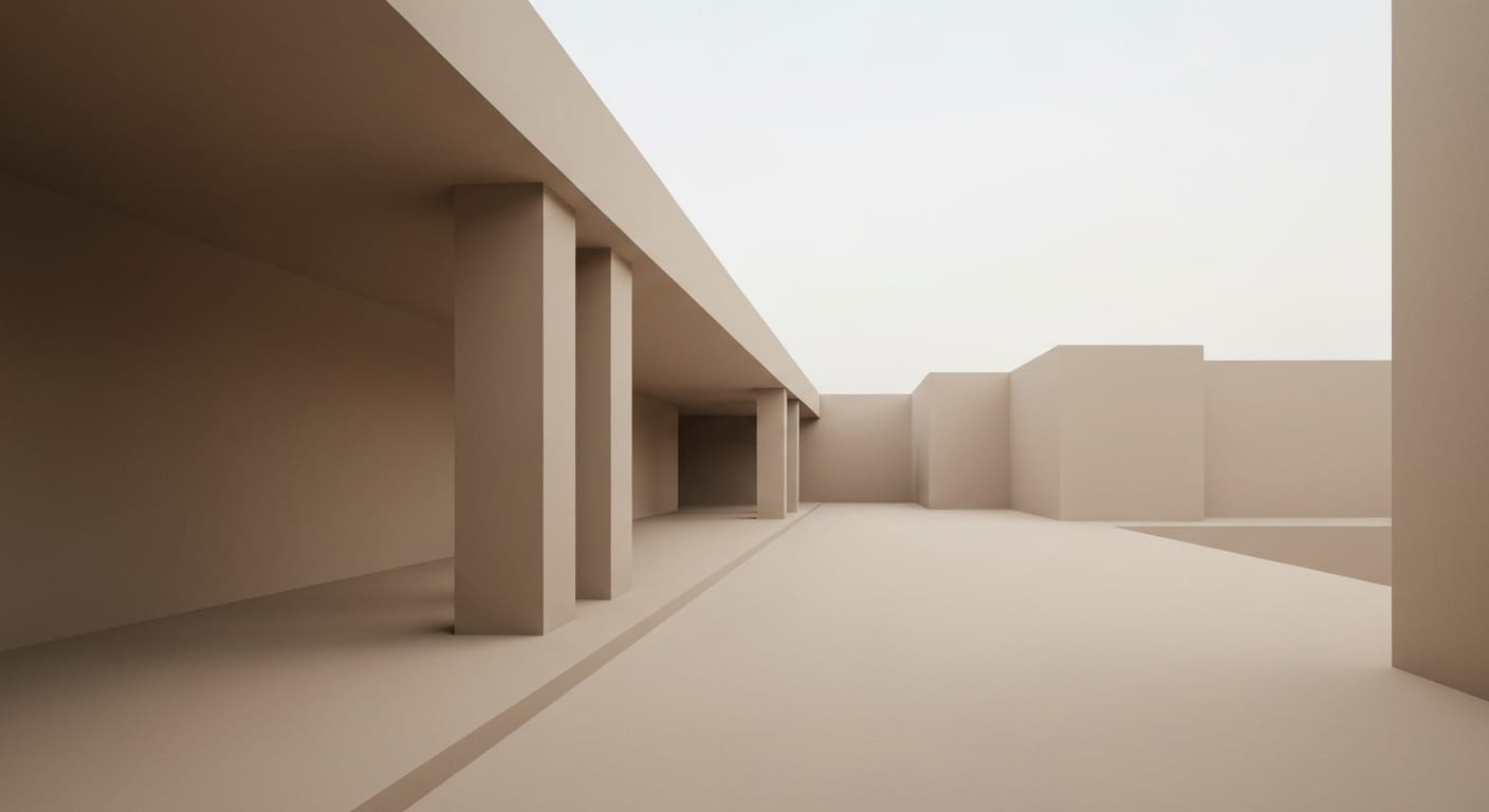 Minimalist geometric structures extending infinitely from central axis. Minimalist geometric structures extending infinitely from central axis.