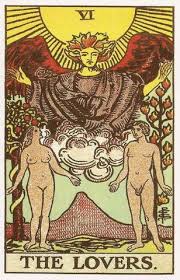 The Lovers Tarot Birth Card from the Rider-Waite Deck The Lovers Tarot Birth Card from the Rider-Waite Deck