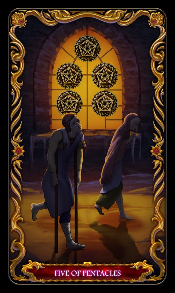 Five Of Pentacles tarot card Five Of Pentacles tarot card