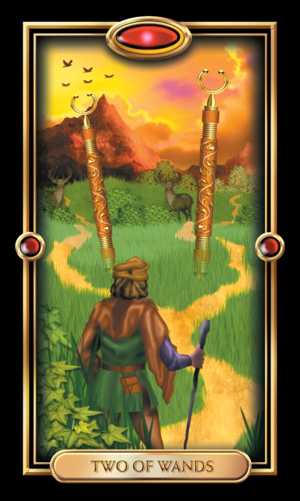 Two Of Wands from The Gilded Tarot Two Of Wands from The Gilded Tarot