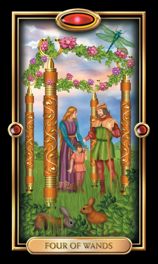 Four Of Wands from The Gilded Tarot