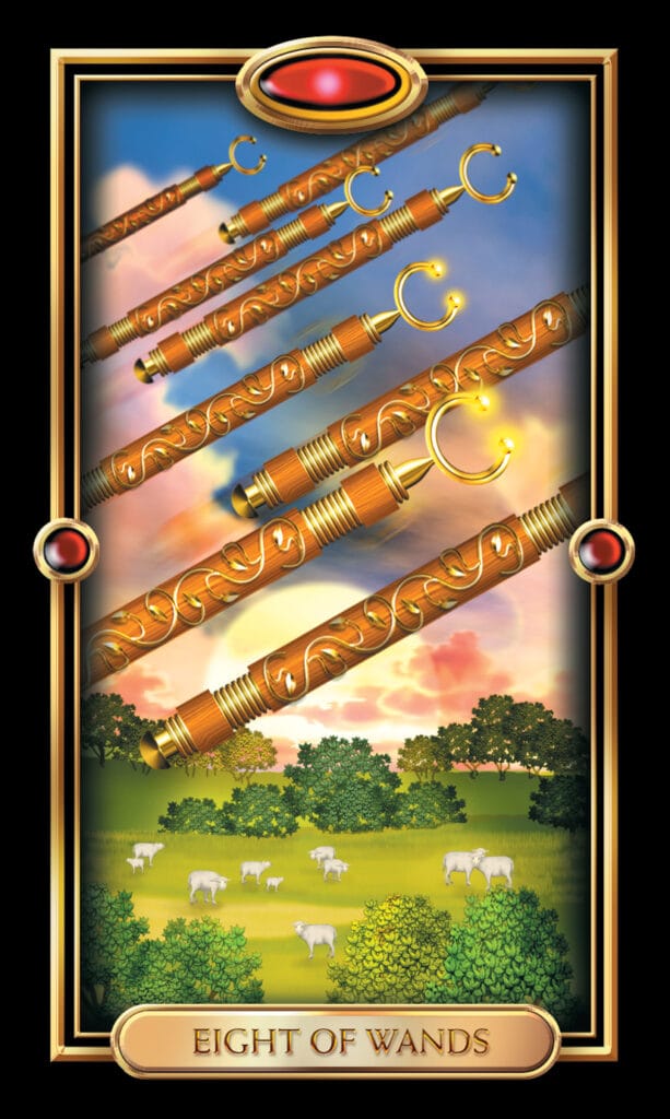 Eight Of Wands from The Gilded Tarot