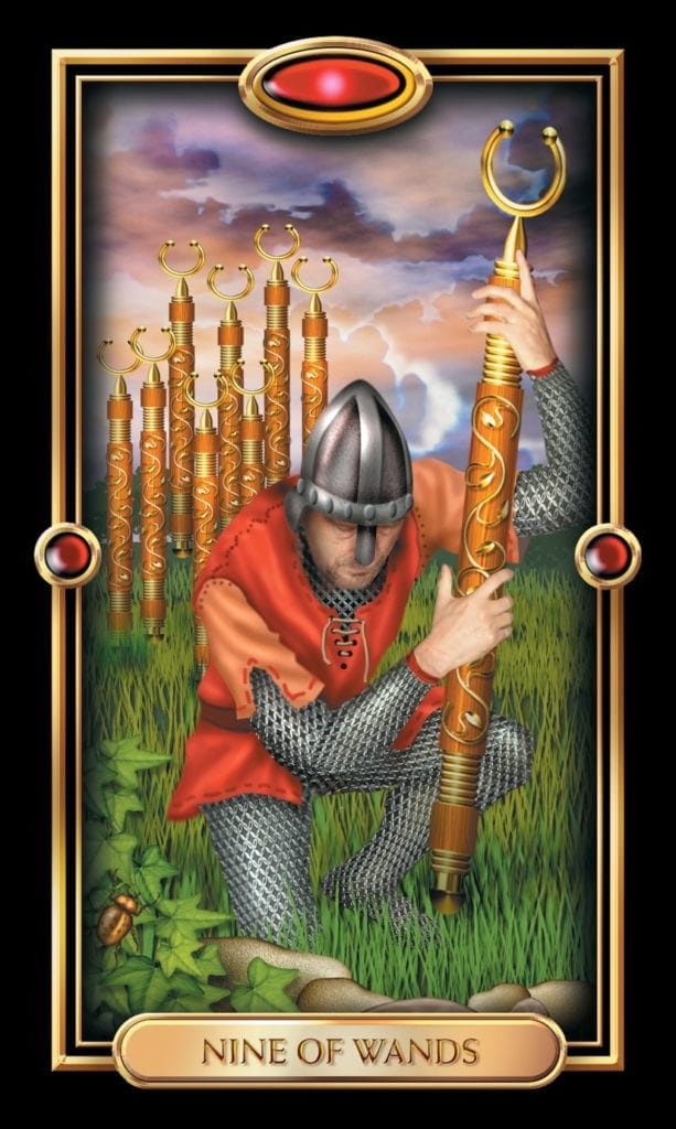 Nine Of Wands from The Gilded Tarot