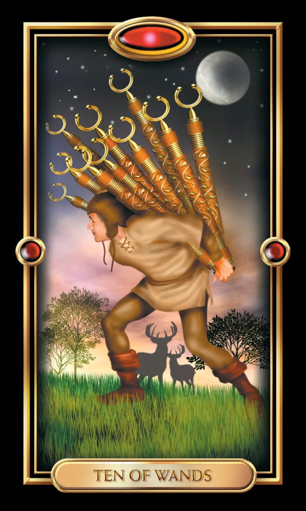 Ten Of Wands from The Gilded Tarot