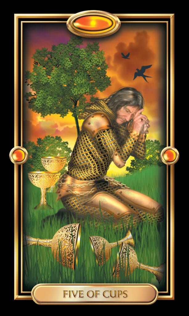 Five Of Cups from The Gilded Tarot