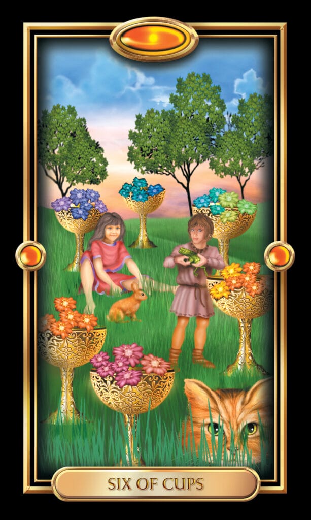 Six Of Cups from The Gilded Tarot Six Of Cups from The Gilded Tarot