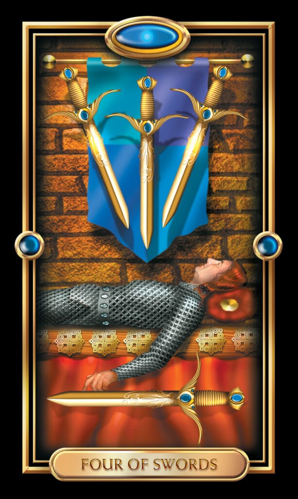 Four Of Swords from The Gilded Tarot Four Of Swords from The Gilded Tarot