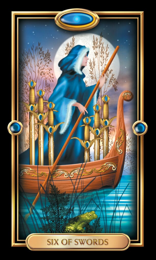 Six Of Swords from The Gilded Tarot Six Of Swords from The Gilded Tarot