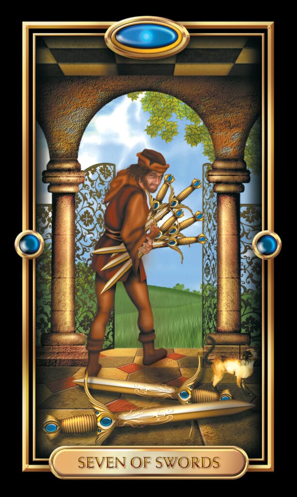 Seven Of Swords from The Gilded Tarot Seven Of Swords from The Gilded Tarot