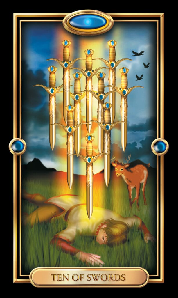 Ten Of Swords from The Gilded Tarot