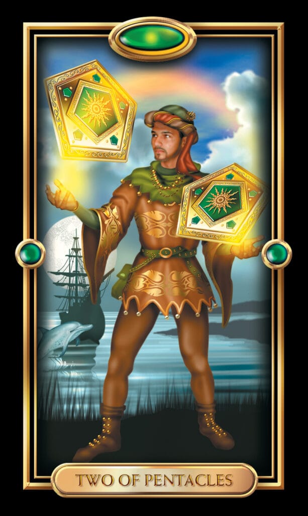 Two Of Pentacles from The Gilded Tarot Two Of Pentacles from The Gilded Tarot