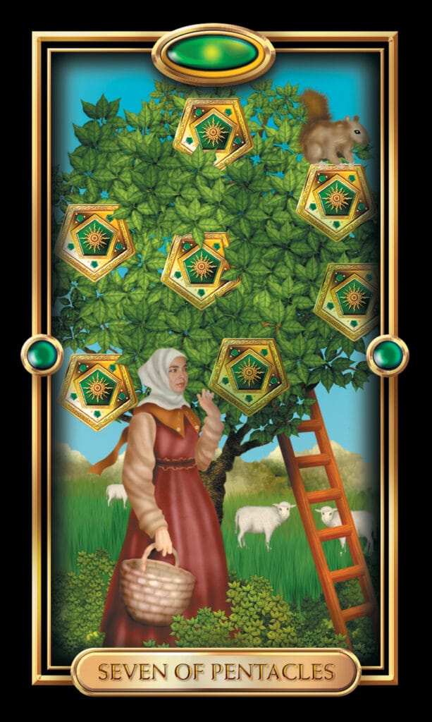 Seven Of Pentacles from The Gilded Tarot Seven Of Pentacles from The Gilded Tarot