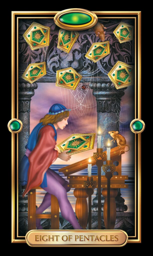 Eight Of Pentacles from The Gilded Tarot