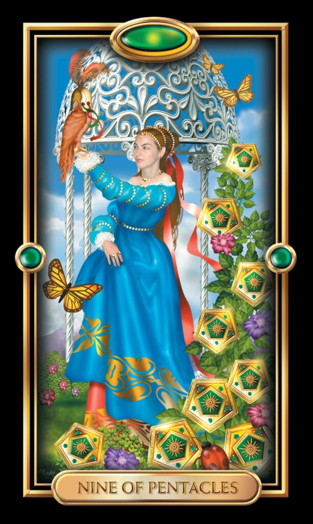 Nine Of Pentacles from The Gilded Tarot