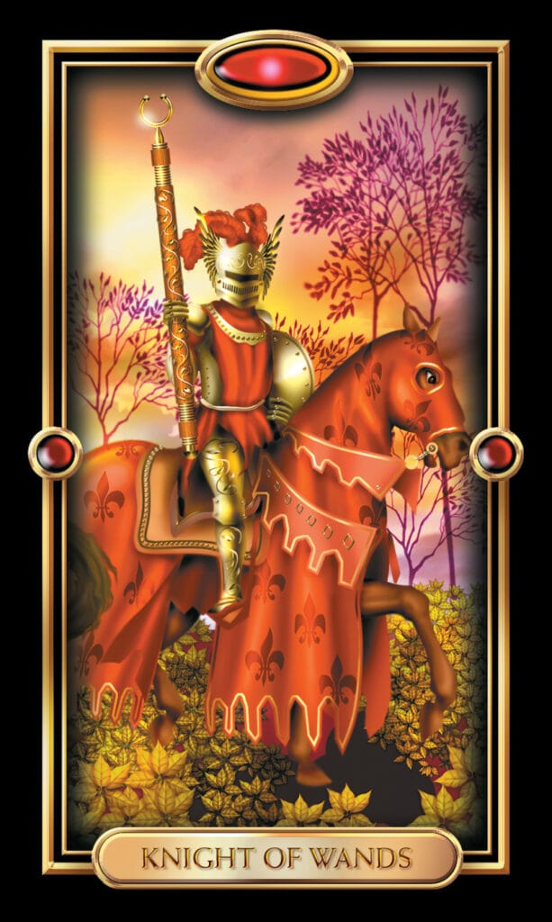 Knight Of Wands from The Gilded Tarot