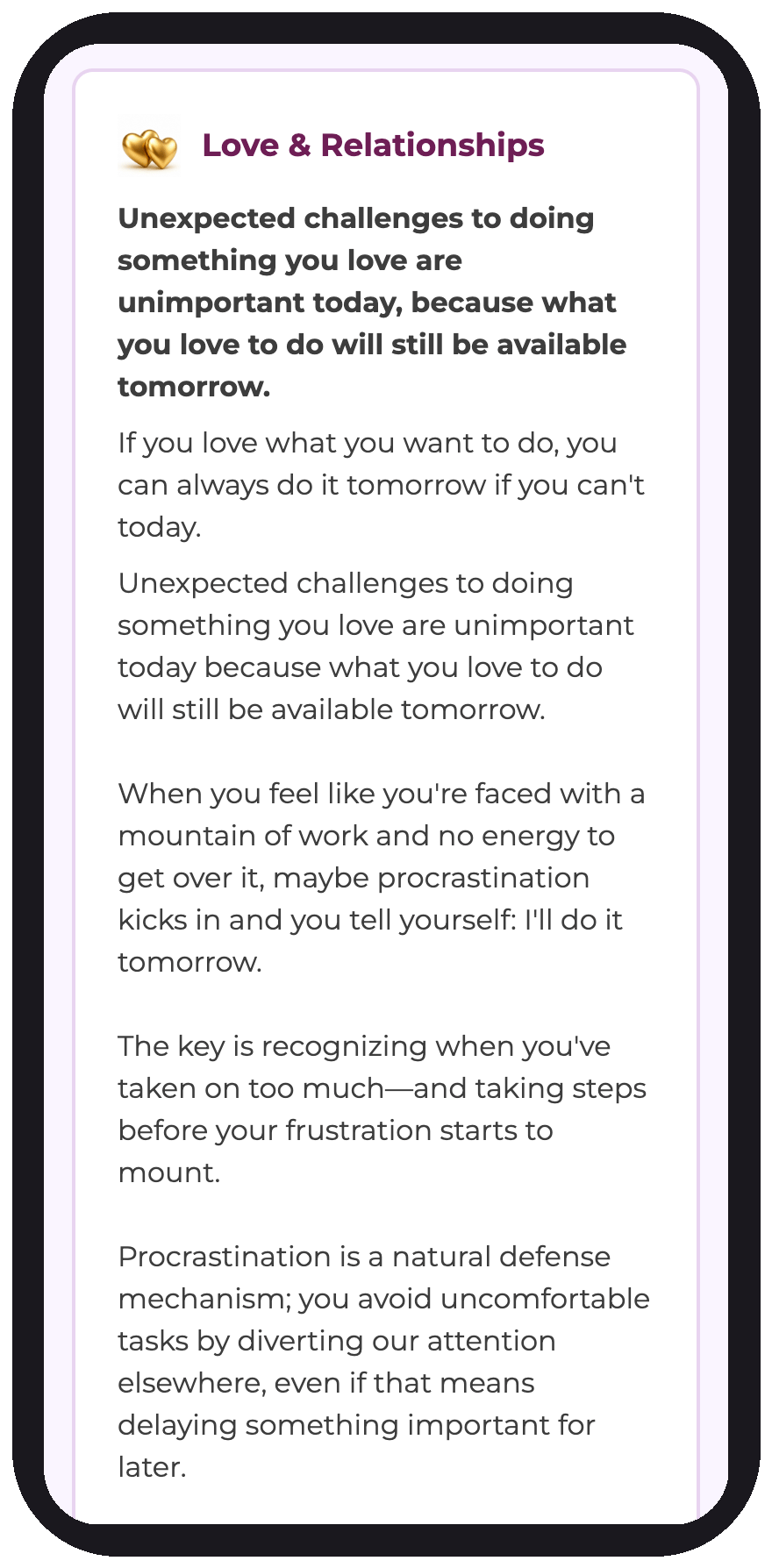 Love and relationships — personalized daily relationship guidance