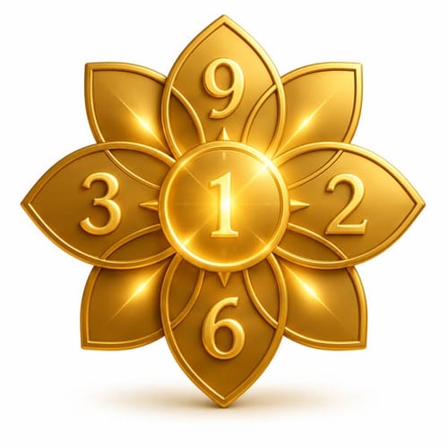 Golden flower with numerology numbers — Today's Numbers