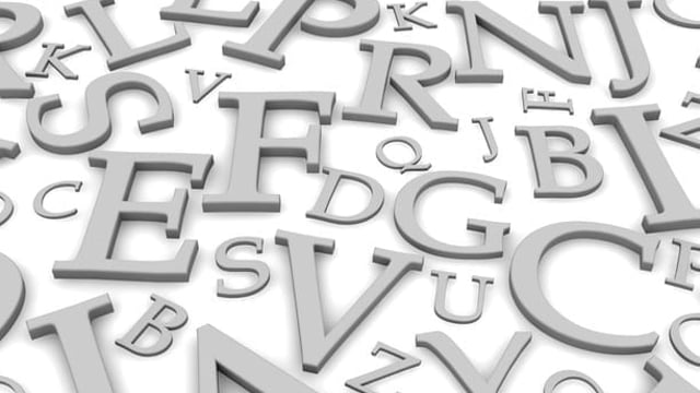 grey letters on a white background