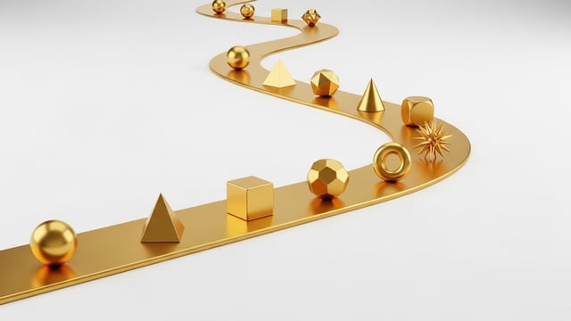 Golden road with geometric forms representing the Life Path journey