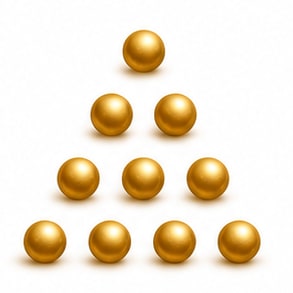 Golden tetractys of spheres